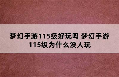 梦幻手游115级好玩吗 梦幻手游115级为什么没人玩